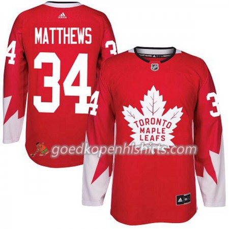Toronto Maple Leafs Auston Matthews 34 Adidas 2017-2018 Rood Alternate Authentic Shirt - Mannen